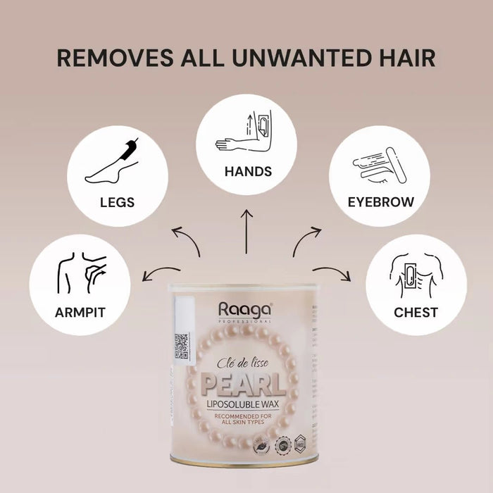 Raaga Professional Liposoluble Wax with Pearl Extract |Refreshing and smooth hair removal | Suitable for All Skin Types, 800ml - Cavinkart