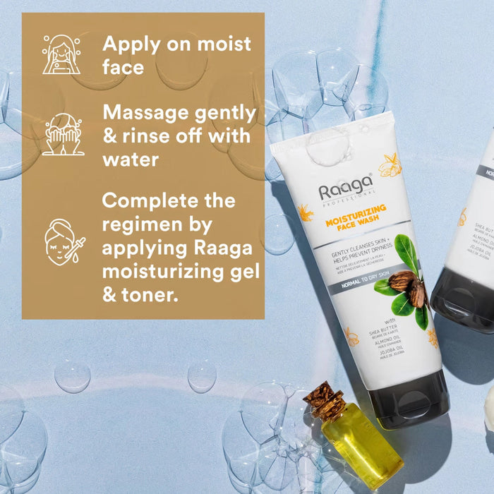 Raaga Professional Moisturizing Face Wash with Shea Butter, Jojoba, and Almond Oil, 80ml | For Normal to Dry Skin - Cavinkart