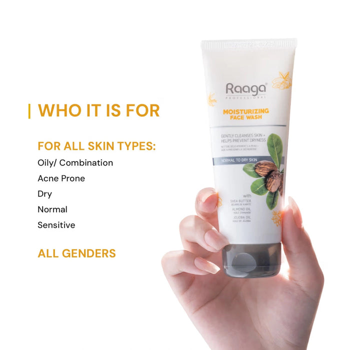 Raaga Professional Moisturizing Face Wash with Shea Butter, Jojoba, and Almond Oil, 80ml | For Normal to Dry Skin - Cavinkart