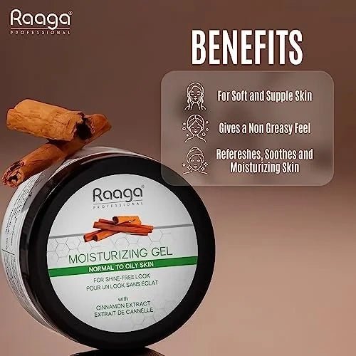 Raaga Professional Moisturizing Gel with Cinnamon & Tea Tree Extract, 50g | Shine - Free Hydration for Normal to Oily Skin - Cavinkart