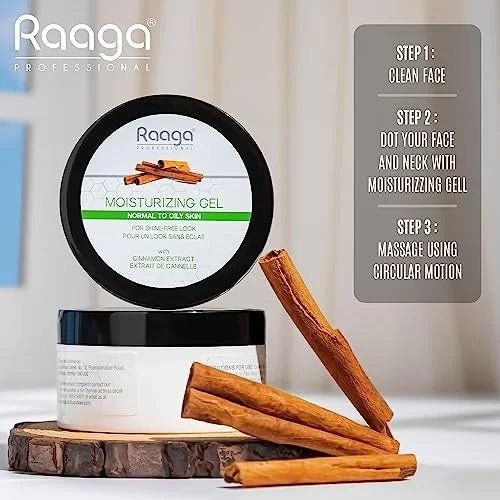 Raaga Professional Moisturizing Gel with Cinnamon & Tea Tree Extract, 50g | Shine - Free Hydration for Normal to Oily Skin - Cavinkart