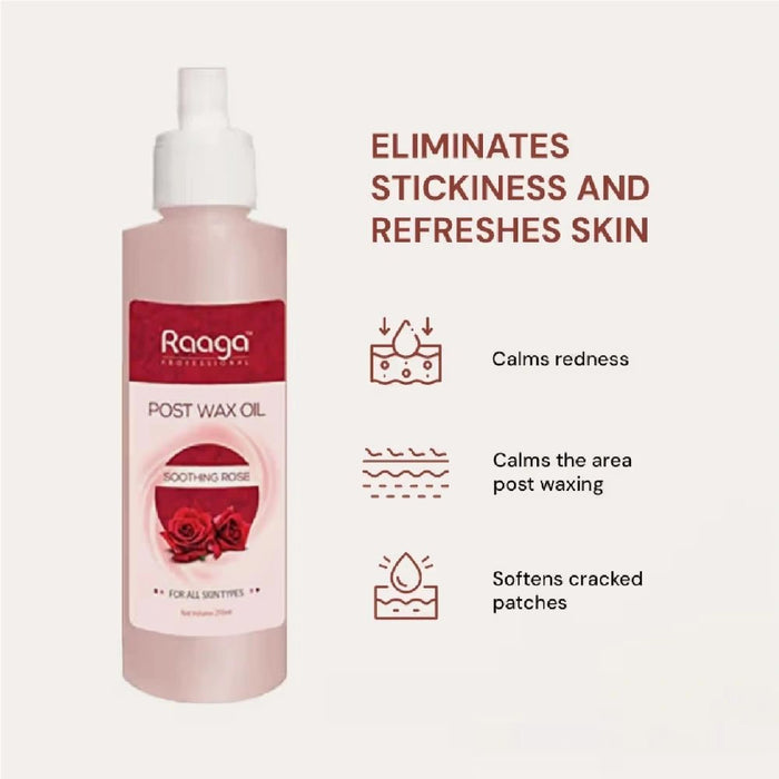 Raaga Professional Post Wax Oil with Soothing Rose and Cocoa Butter, 280 ml | Calms Redness & Hydrates Post - Waxing - Cavinkart