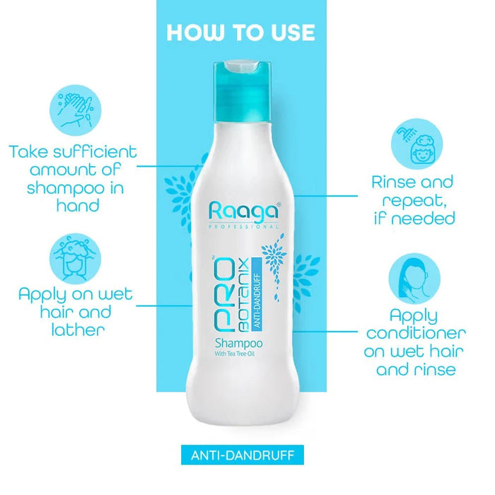 Raaga Professional Pro Botanix Anti - Dandruff Shampoo, With Tea Tree Oil, 200 ml | Tea Tree Oil based Professional Anti - Dandruff Shampoo | Helps fighting Dandruff problem - Cavinkart