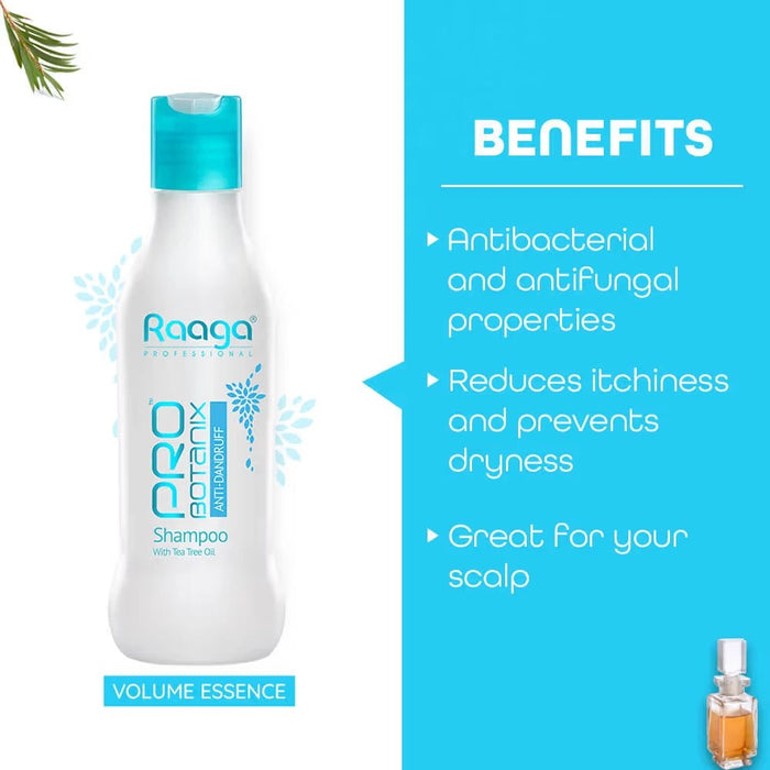 Raaga Professional Pro Botanix Anti - Dandruff Shampoo, With Tea Tree Oil, 200 ml | Tea Tree Oil based Professional Anti - Dandruff Shampoo | Helps fighting Dandruff problem - Cavinkart