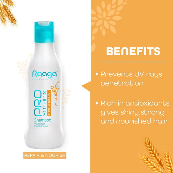 Raaga Professional Pro Botanix Repair and Nourish Shampoo with Wheat Protein, 200ml | For Smooth and Strong Hair - Cavinkart