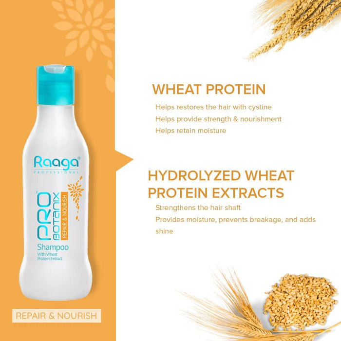 Raaga Professional Pro Botanix Repair and Nourish Shampoo with Wheat Protein, 200ml | For Smooth and Strong Hair - Cavinkart