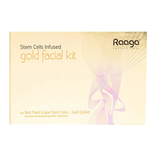 Raaga Professional Stem Cell Gold Facial Kit, 61g | Gold Colloid & Red Flesh Grape Stem Cells | Brightening & Anti - Pigmentation - Cavinkart