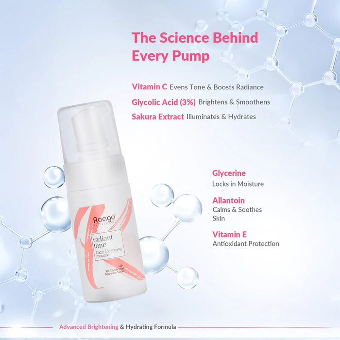 Radiant Tone Face Cleansing Mousse | Deep Cleanse Face Wash & Radiance Boost for Luminous Skin | 100ml - Cavinkart