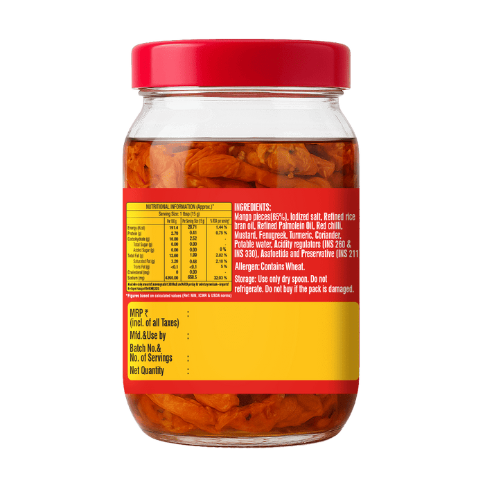 Ruchi Magic Cut Mango Pickle, 1 kg | Tangy & Spicy Flavor, Perfect with Rotis, Rice, and Snacks | Made with Farm - Fresh Mangoes - Cavinkart