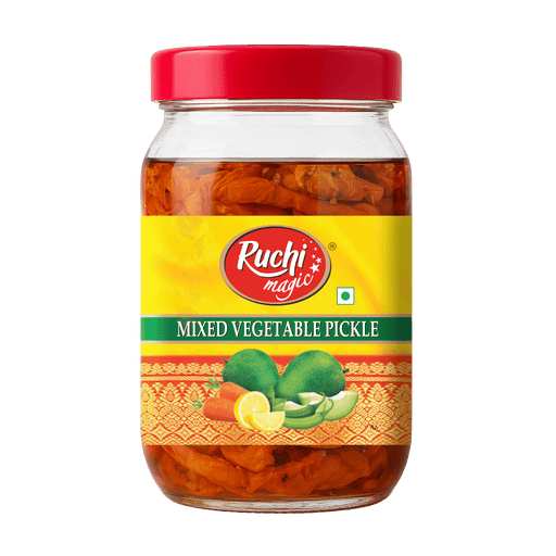 Ruchi Magic Mixed Vegetable Pickle, 1 kg | Tangy & Spicy Blend, Perfect with Parathas, Rotis, and Everyday Meals | Made with Farm - Fresh Vegetables - Cavinkart