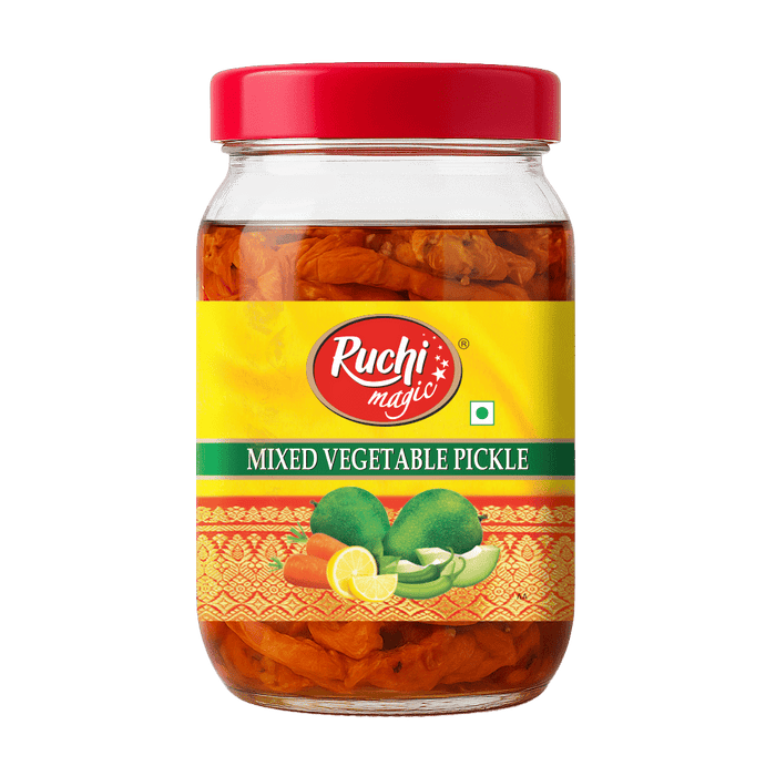 Ruchi Magic Mixed Vegetable Pickle, 1 kg | Tangy & Spicy Blend, Perfect with Parathas, Rotis, and Everyday Meals | Made with Farm - Fresh Vegetables - Cavinkart