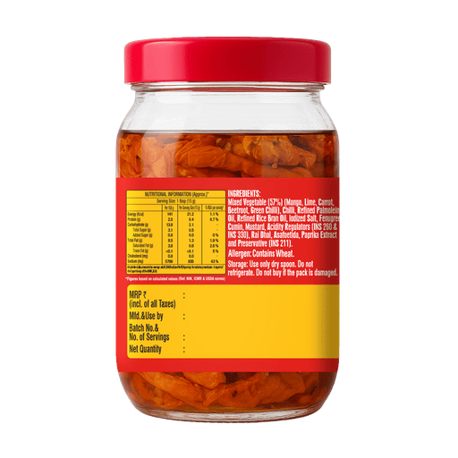 Ruchi Magic Mixed Vegetable Pickle, 1 kg | Tangy & Spicy Blend, Perfect with Parathas, Rotis, and Everyday Meals | Made with Farm - Fresh Vegetables - Cavinkart
