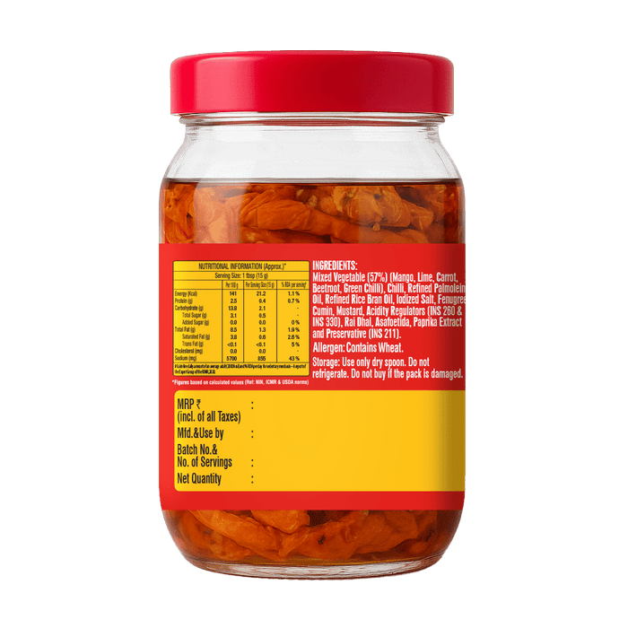 Ruchi Magic Mixed Vegetable Pickle, 1 kg | Tangy & Spicy Blend, Perfect with Parathas, Rotis, and Everyday Meals | Made with Farm - Fresh Vegetables - Cavinkart