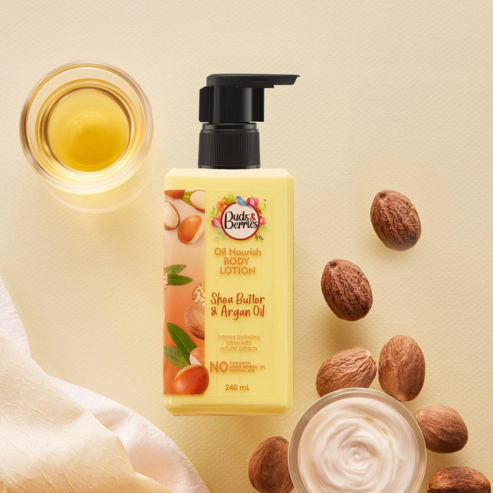 Shea Butter and Argan Oil Fruit Nourish Body Lotion, Rich Moisturisation, Normal to Dry skin - 240 ml - Buds&Berries