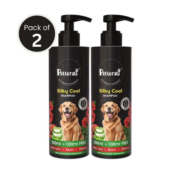 Silky Coat Dog Shampoo | Healthy, Glossy & Smooth Fur | Malodour Control | Pet - Safe Fragrance | 200ml + 100ml Free (Pack of 2) - Cavinkart