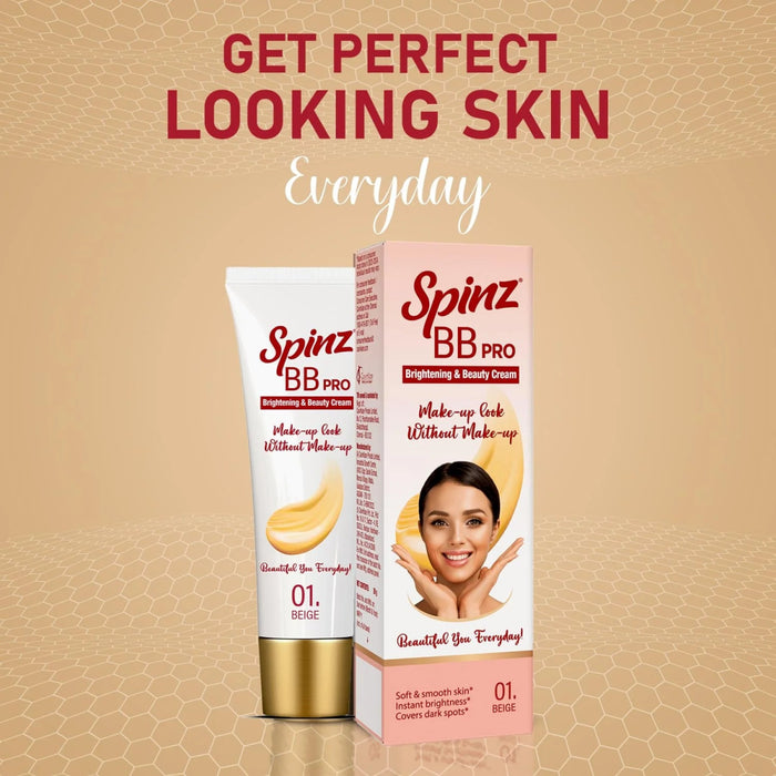 Spinz BB Pro Brightening & Beauty Face Cream (Beige 01), 29g - Cavinkart