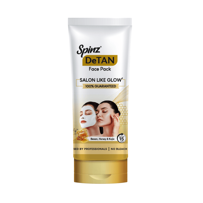 Spinz DeTan Face Pack | Tan Removal Cream with Besan, Honey & Kojic Acid (100g) (Pack of 2) - Cavinkart
