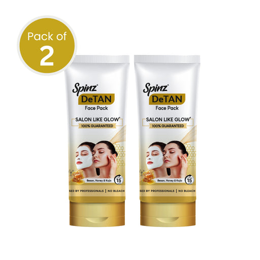 Spinz DeTan Face Pack | Tan Removal Cream with Besan, Honey & Kojic Acid (100g) (Pack of 2) - Cavinkart