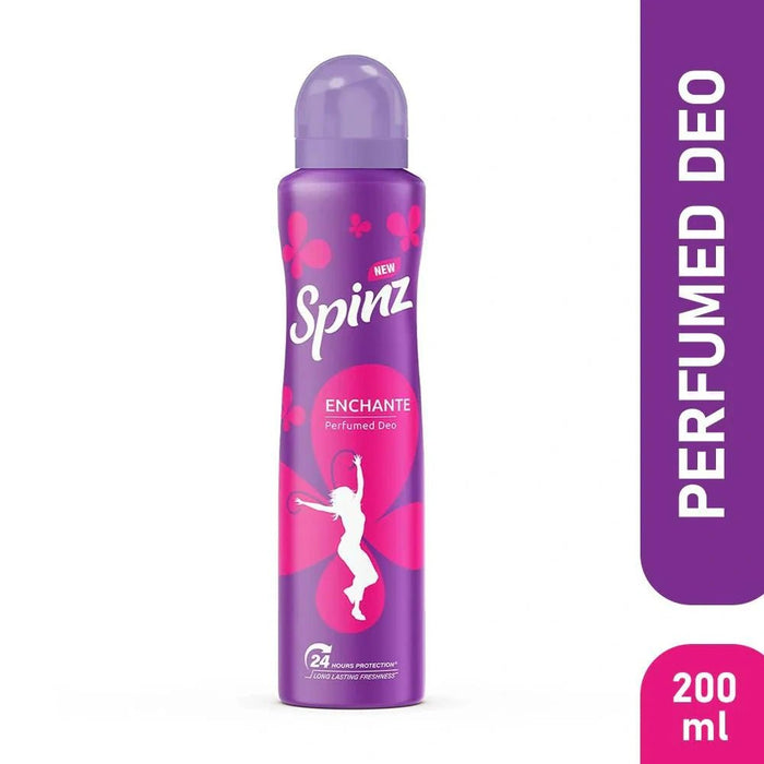 Spinz Enchante Perfumed Deo for Women, with International Fragrances for Long Lasting Freshness and 24 Hours Protection, 200ml | International Fragrances for Long Lasting Freshness of Women Deo - Cavinkart