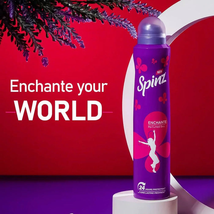 Spinz Enchante Perfumed Deo for Women, with International Fragrances for Long Lasting Freshness and 24 Hours Protection, 200ml | International Fragrances for Long Lasting Freshness of Women Deo - Cavinkart