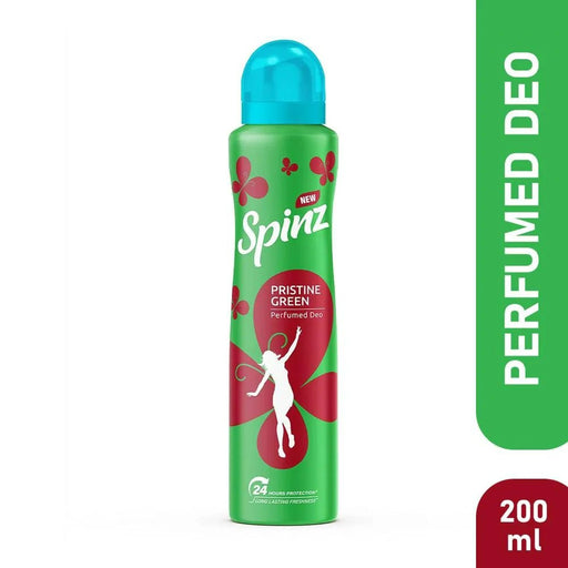 Spinz Pristine Green Perfumed Deo for Women, with International Fragrances for Long Lasting Freshness and 24 Hours Protection, 200ml - Cavinkart
