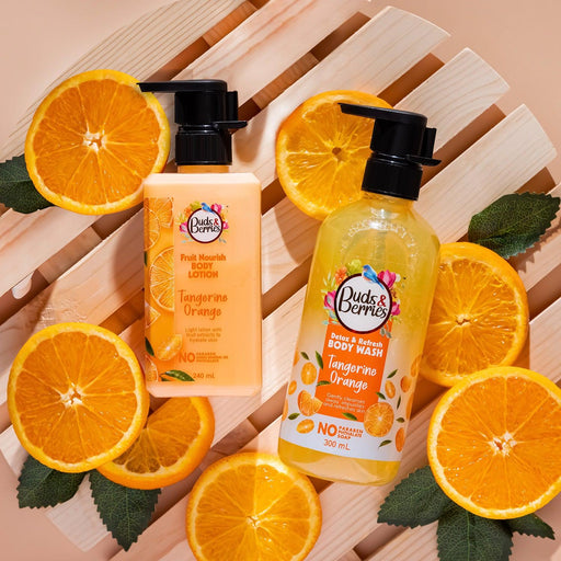 Tangerine Detox & Refresh Duo- Tangerine Bodywash(300ml) with Tangerine Body Lotion(240ml) - Buds&Berries