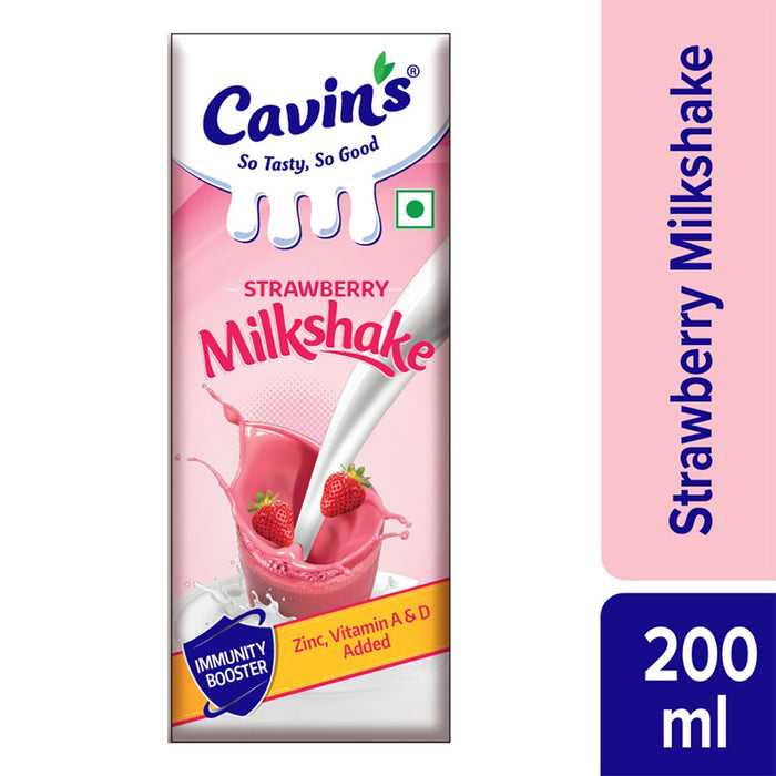 Cavins Strawberry Milkshake, 200 ml