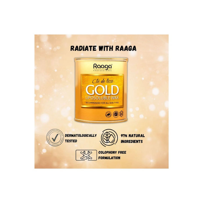 Raaga Professional Liposoluble Metallic Wax, Gold, 800ml