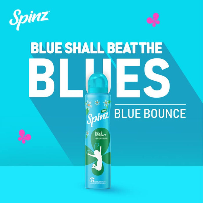 Spinz Blue Bounce Perfumed Deo for Women, with Fresh Tuberose Fragrance for Long Lasting Freshness and 24 Hours Protection, 200ml