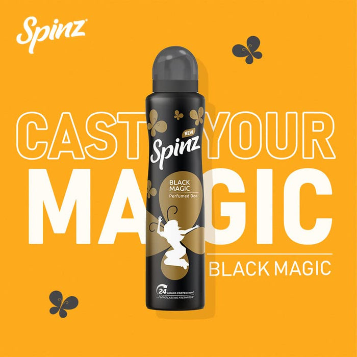 Spinz Black Magic Perfumed Deo for Women, with International Fragrances for Long Lasting Freshness and 24 Hours Protection, 200ml