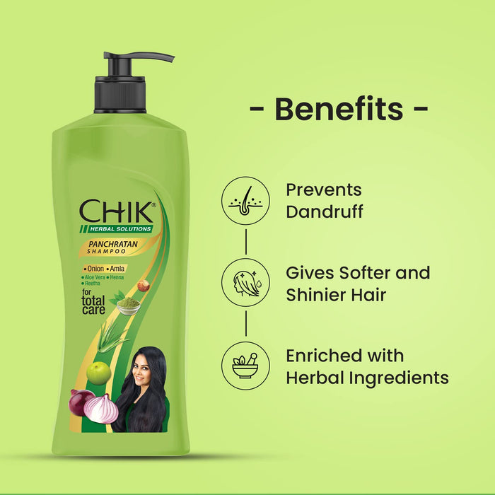 Chik Panchratan Herbal Solution Total Hair Care Shampoo, For Soft, Smooth & voluminous Hair, 650ml
