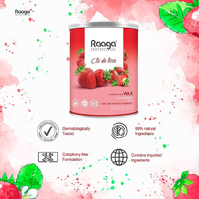 Raaga Professional Strawberry Liposoluble Wax For Body, 800ml