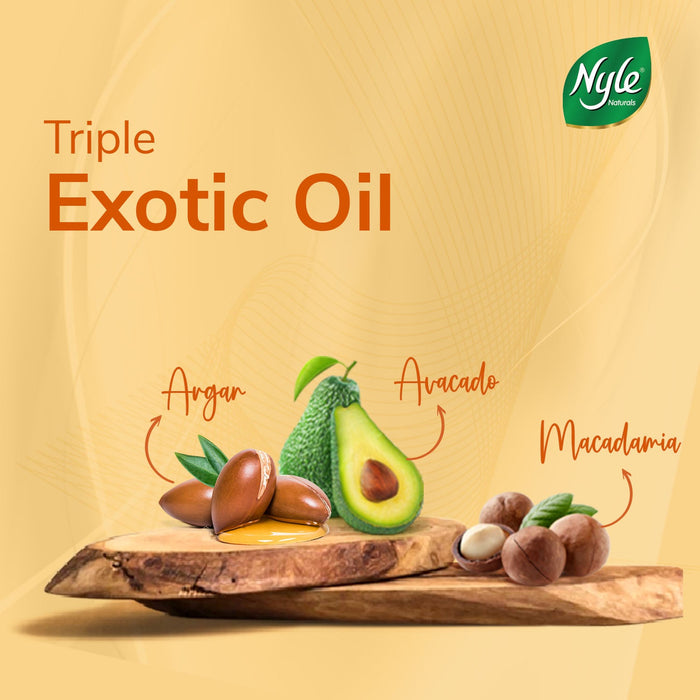Nyle Naturals Triple Exotic Oil Body Cream with Argan Oil, Macadamia Oil & Avocado Oil for 24 Hours Long Lasting Moisturization - 200 ml