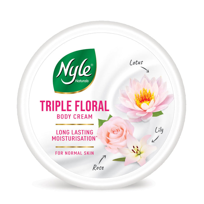 Nyle Naturals Triple Floral Body Cream with White Lily, White Rose & White Lotus for 24 Hours Long Lasting Moisturization - 200 ml