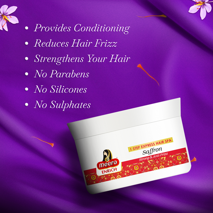 Meera Enrich 1 Step Express Hair Spa (Shampoo + Mask) Enriched With Kashmir's Saffron For Strong And Frizz Free Hair, 200ml