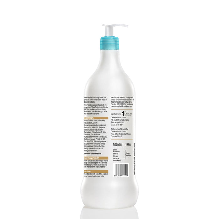 Raaga Professional Pro Botanix Anti Frizz Shampoo With Shea Butter, Rosemary, 1000 ml