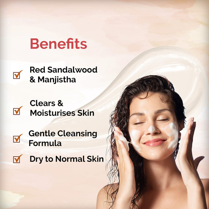 Meera Red Sandalwood & Manjistha Face Wash, For Natural Glow & Instant Freshness, All Skin Types, 200g