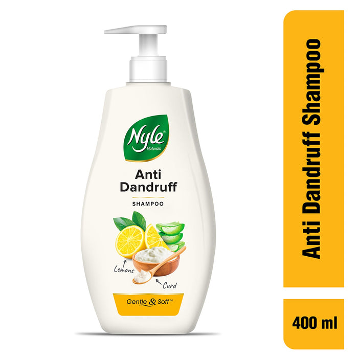Nyle Naturals Anti Dandruff Shampoo|For Dandruff Free Hair |Enriched With Curd & Lemon |Gentle & Soft Shampoo For Men & Women, 400ml