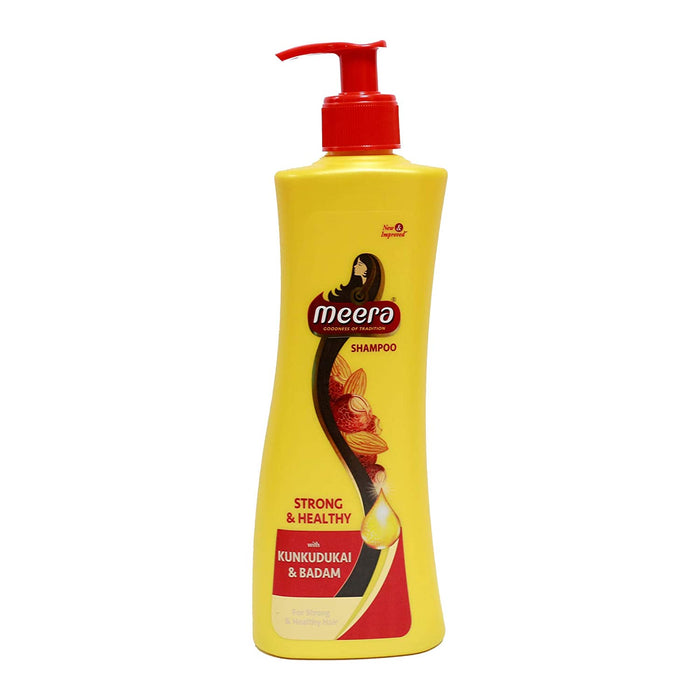 Meera Strong and Healthy Shampoo, With Goodness of Kunkudukai & Badam for Soft & Smooth Hair, 340ml