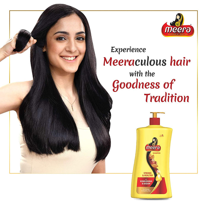 Meera Strong and Healthy Shampoo, With Goodness of Kunkudukai & Badam for Soft & Smooth Hair, 1000ml