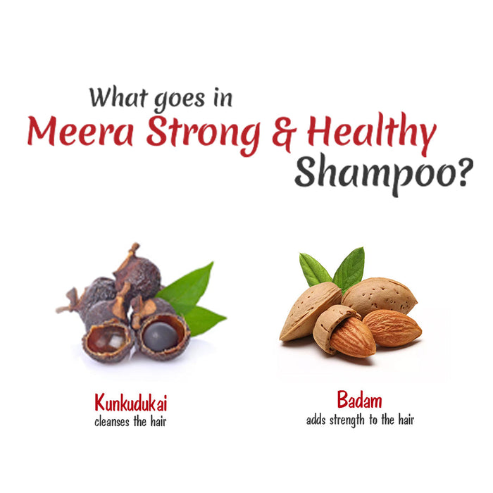 Meera Strong and Healthy Shampoo, With Goodness of Kunkudukai & Badam for Soft & Smooth Hair, 650ml