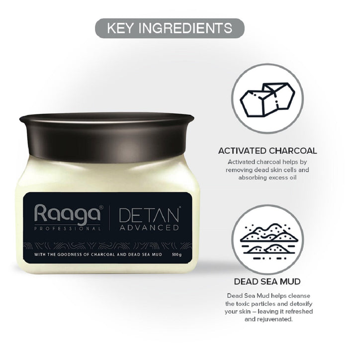 Raaga Professional Detan Advanced Cream, Suitable for All Type of Skin (Black, 500gm)