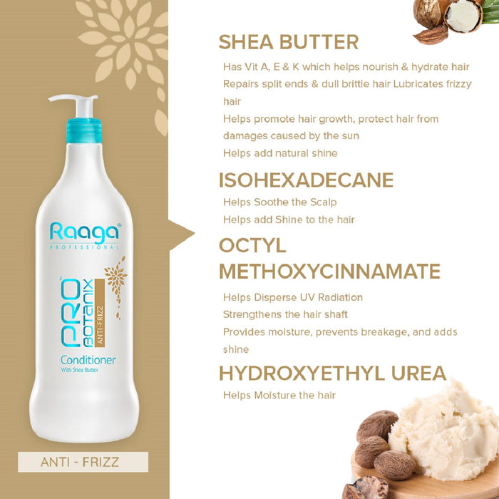 Raaga Professional Pro Botanix Anti Frizz Conditioner, With Shea Butter, 1000 ml