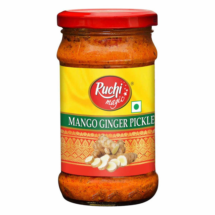 Ruchi Magic Mango Ginger Pickle, 300g | Unique Ginger and Mango Blend, Ideal for Curd Rice, Parathas, and Snacks - Cavinkart